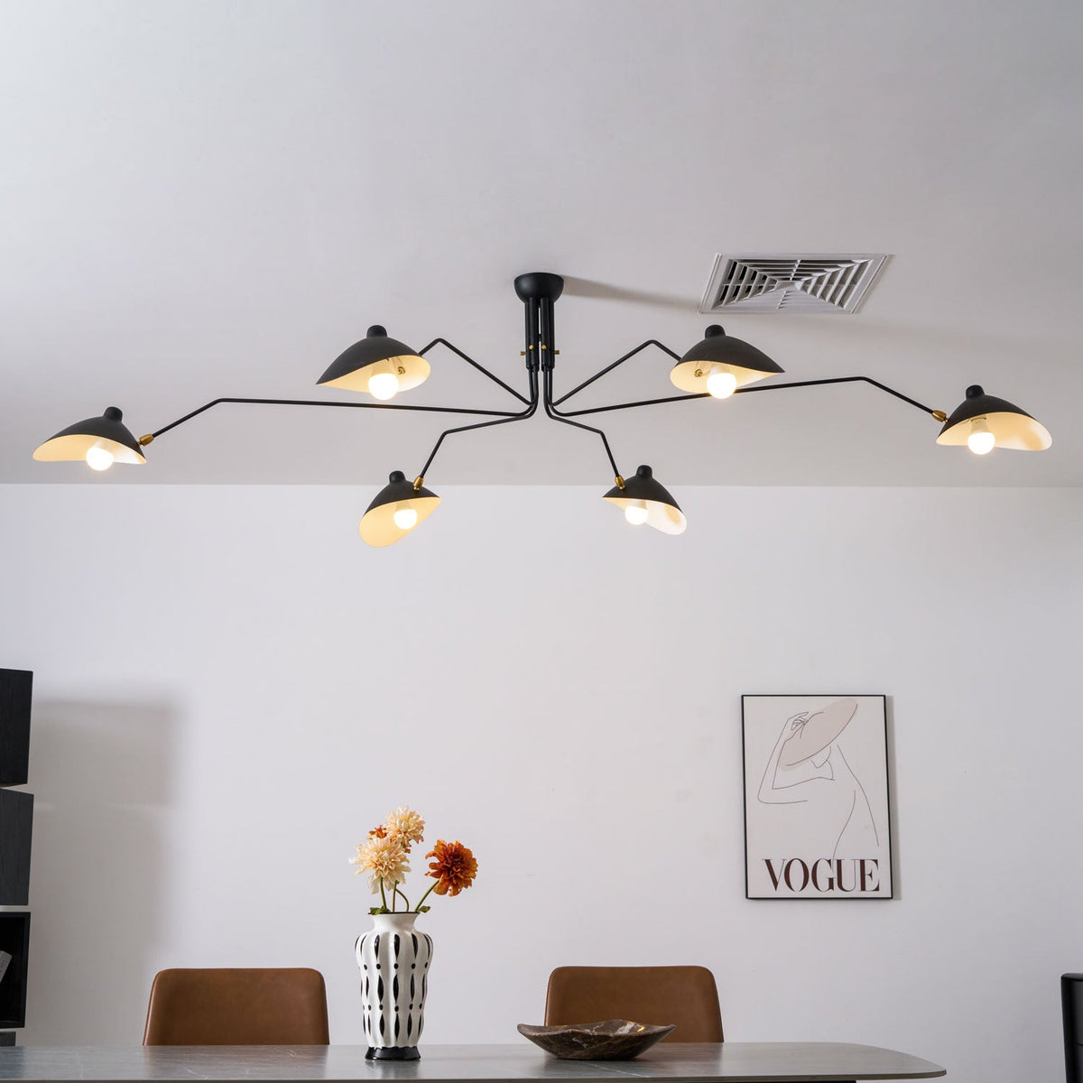 Arachnia suspended 3-arm ceiling light with rotating reflectors, black finish on Tampa Home & Garden Store