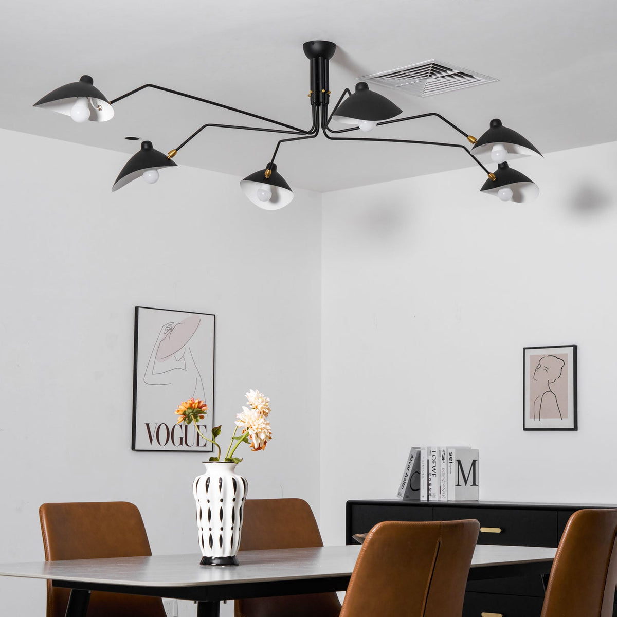 Arachnia 3-arm ceiling light with rotating reflectors in black finish by Moktan Sabai on Tampa Home & Garden Store