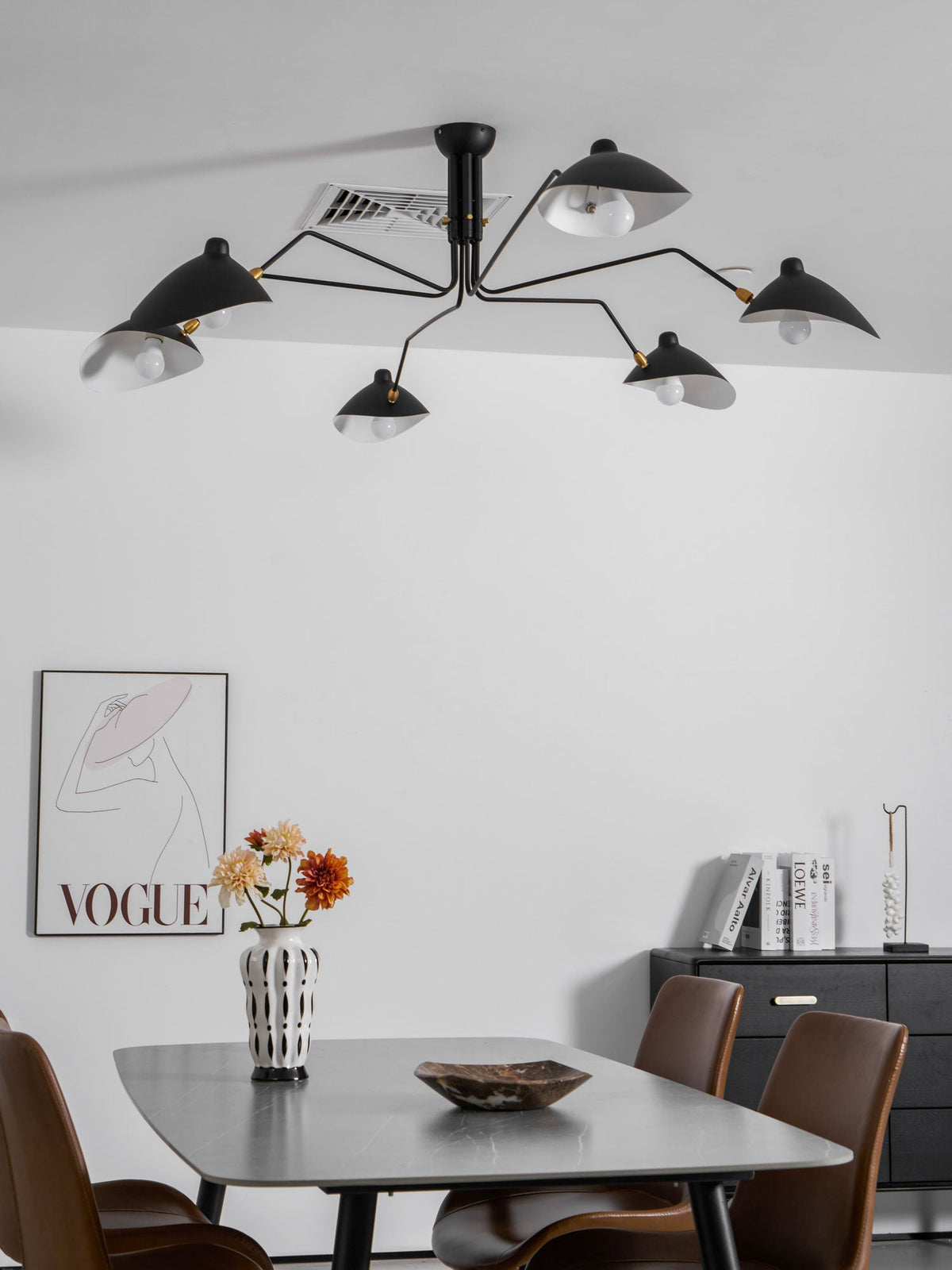 Arachnia 3-arm ceiling light with rotating reflectors in black finish on Tampa Home & Garden Store