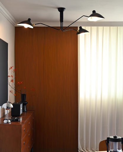 Arachnia three-arm suspended ceiling light with rotating reflectors in black finish on Tampa Home & Garden Store