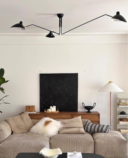 Arachnia suspended 3-arm ceiling light with rotating reflectors in black finish on Tampa Home & Garden Store