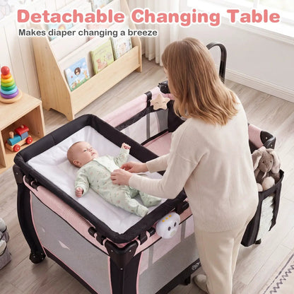 Baby Playpen with Bassinet and Changing Table