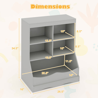3-Tier Children's Multi-Functional Bookcase Toy Storage Bin Floor Cabinet