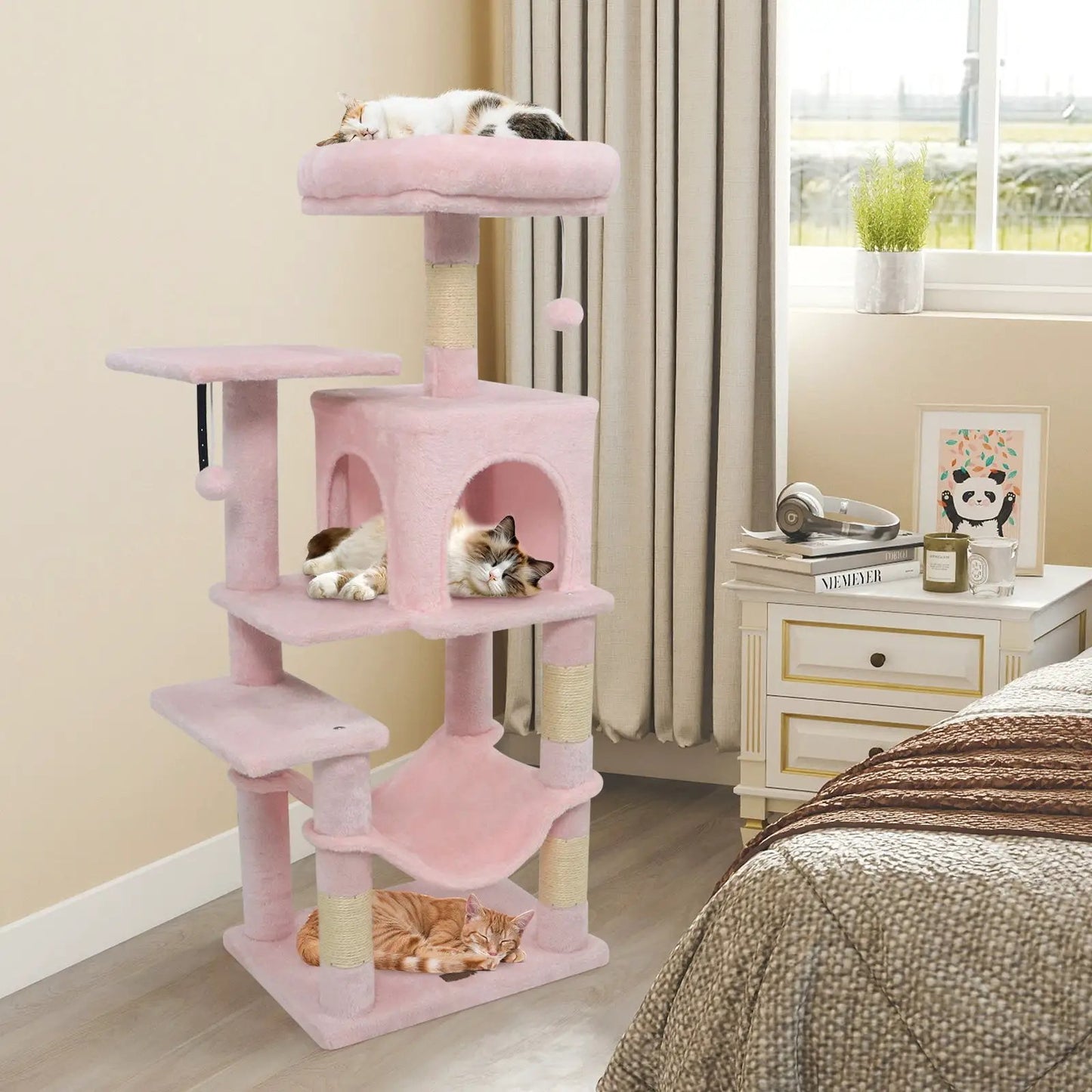 Multi-Level Cat Tower with 2-Door Condo and Perch