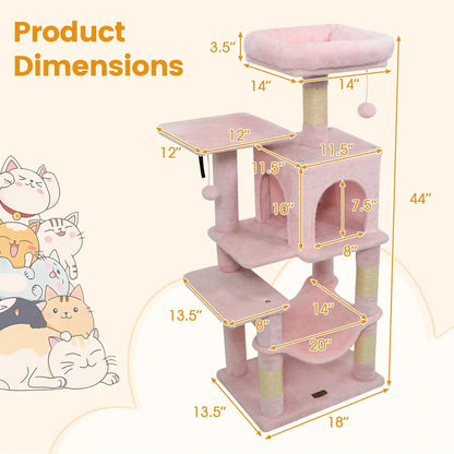 Multi-Level Cat Tower with 2-Door Condo and Perch