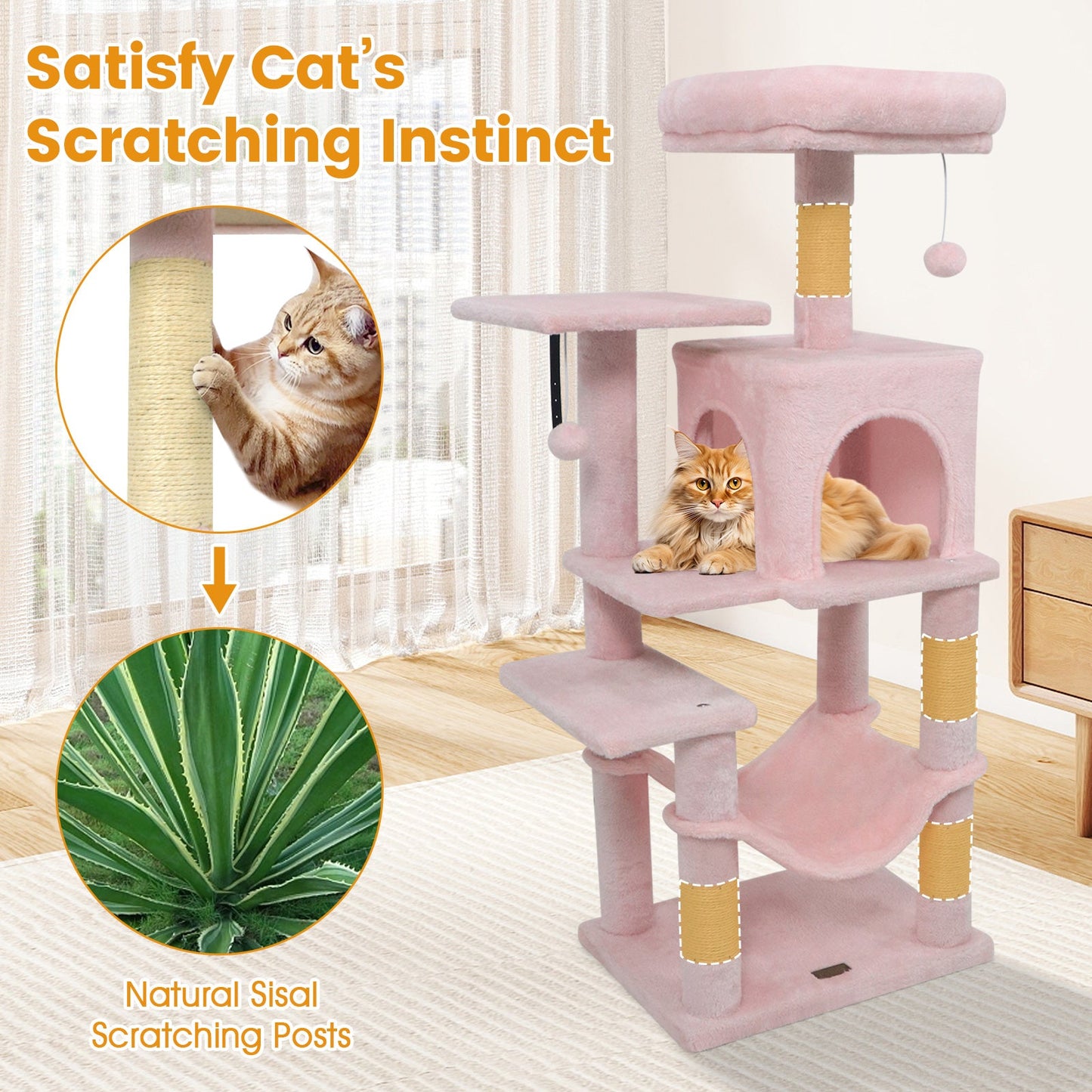 Multi-Level Cat Tower with 2-Door Condo and Perch