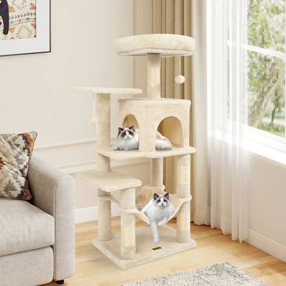 Multi-Level Cat Tower with 2-Door Condo and Perch