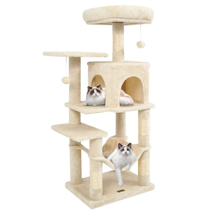 Multi-Level Cat Tower with 2-Door Condo and Perch