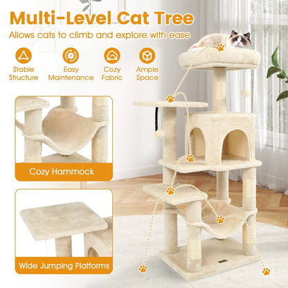 Multi-Level Cat Tower with 2-Door Condo and Perch