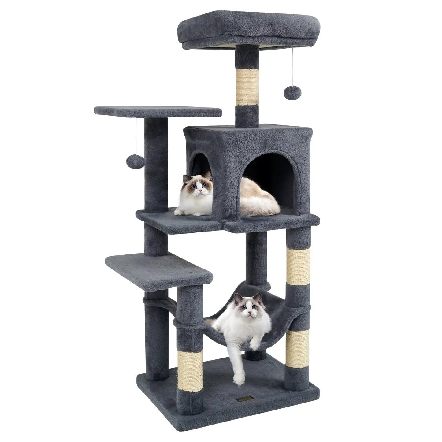 Multi-Level Cat Tower with 2-Door Condo and Perch