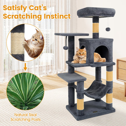 Multi-Level Cat Tower with 2-Door Condo and Perch