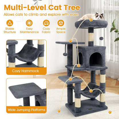 Multi-Level Cat Tower with 2-Door Condo and Perch