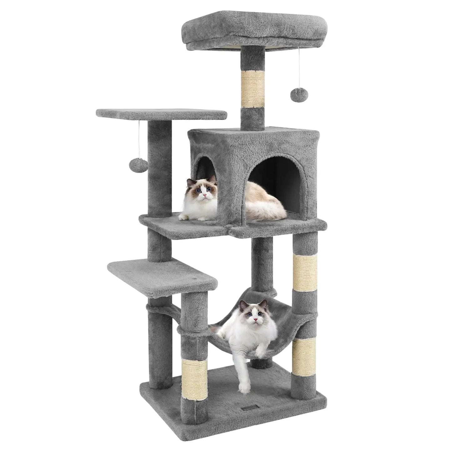Multi-Level Cat Tower with 2-Door Condo and Perch