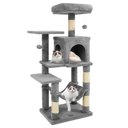 Multi-Level Cat Tower with 2-Door Condo and Perch