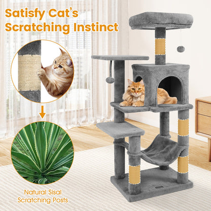 Multi-Level Cat Tower with 2-Door Condo and Perch