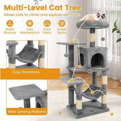 Multi-Level Cat Tower with 2-Door Condo and Perch