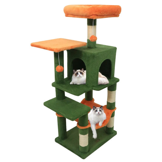 Multi-Level Cat Tower with 2-Door Condo and Perch