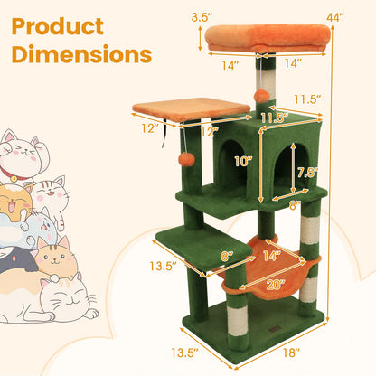 Multi-Level Cat Tower with 2-Door Condo and Perch