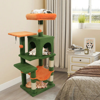 Multi-Level Cat Tower with 2-Door Condo and Perch