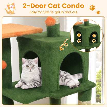 Multi-Level Cat Tower with 2-Door Condo and Perch