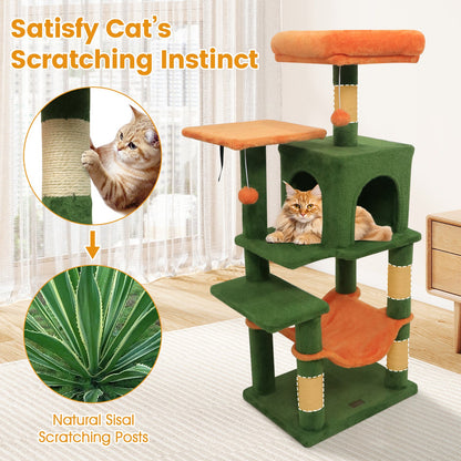 Multi-Level Cat Tower with 2-Door Condo and Perch