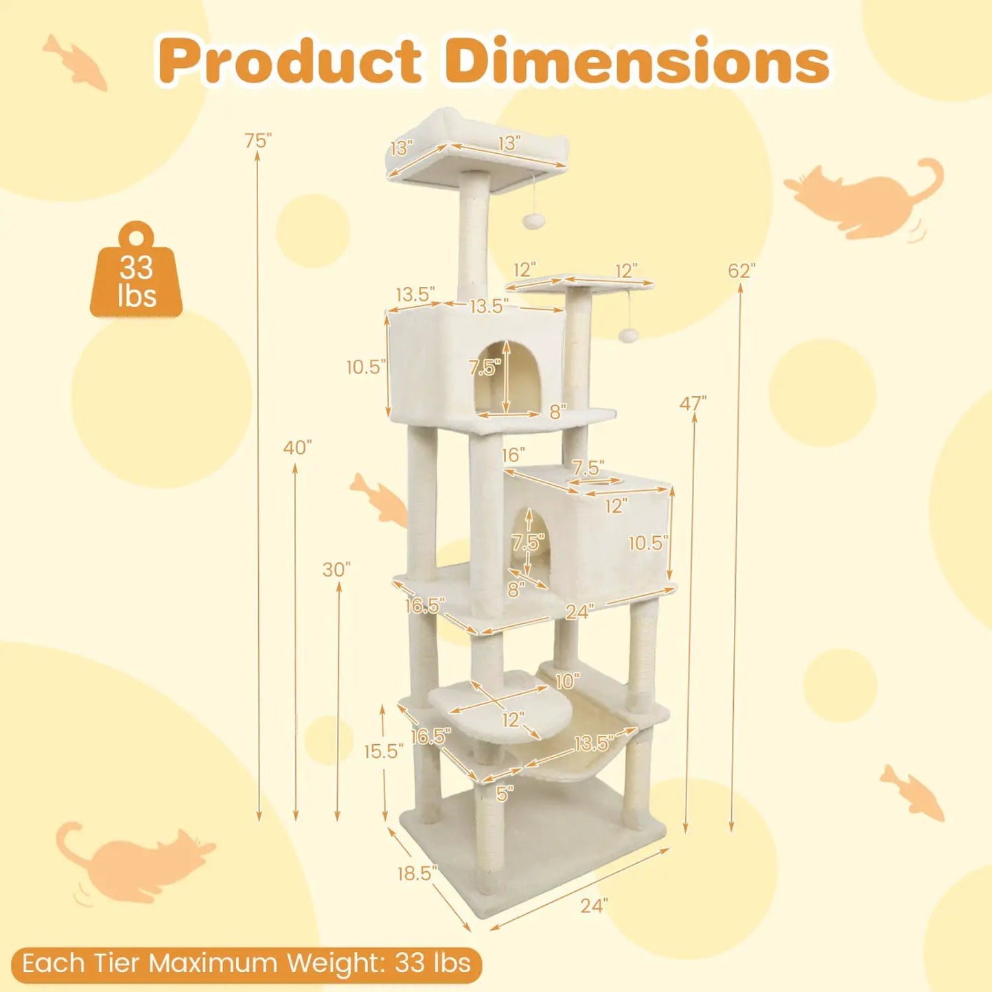 Multi Level Cat Tree with Upholstered Perch