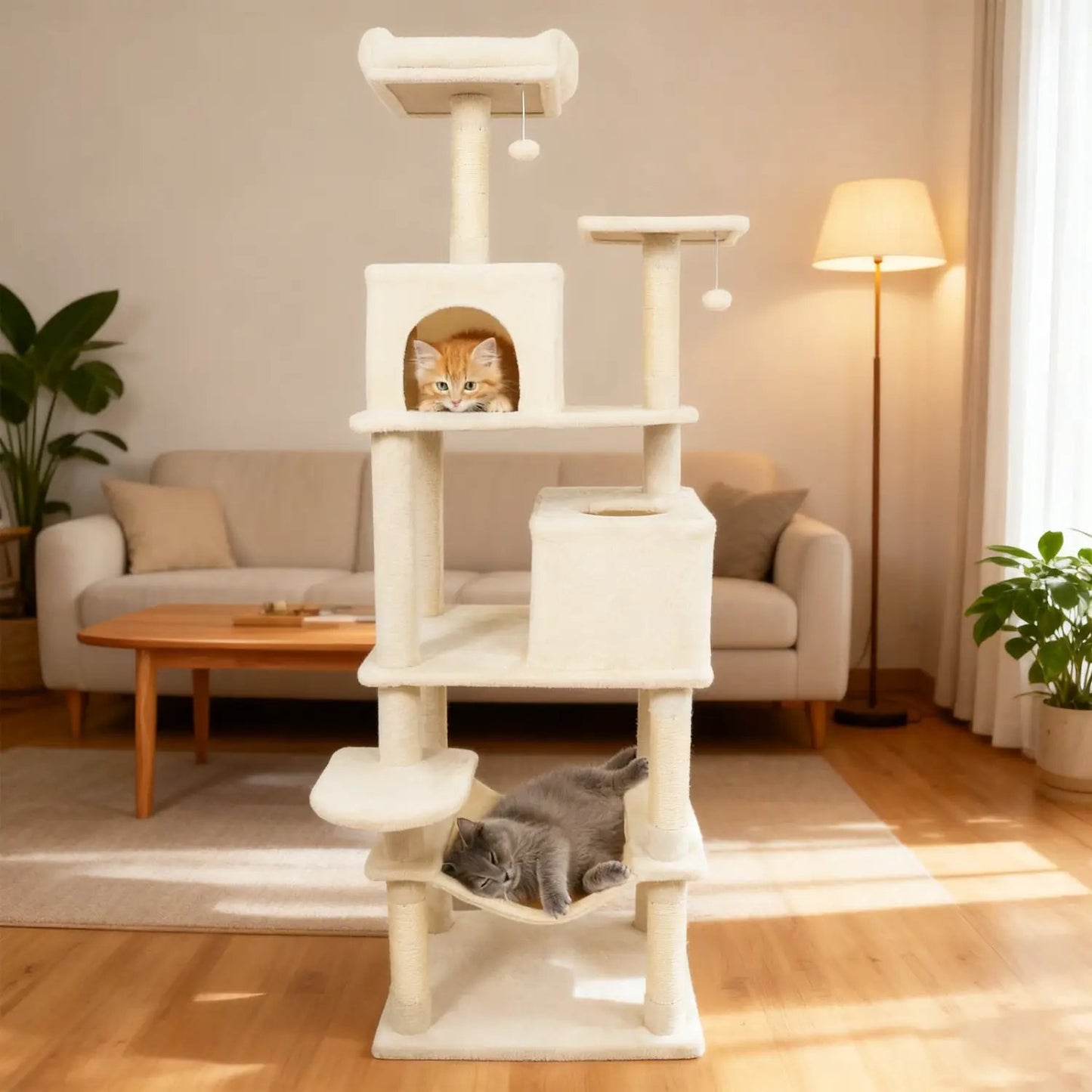 Multi Level Cat Tree with Upholstered Perch