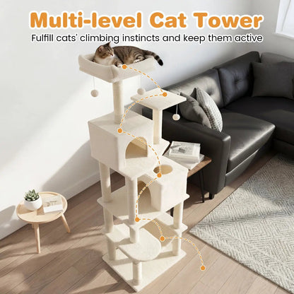 Multi Level Cat Tree with Upholstered Perch