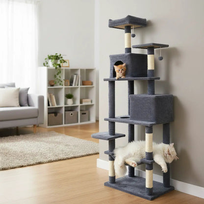 Multi Level Cat Tree with Upholstered Perch
