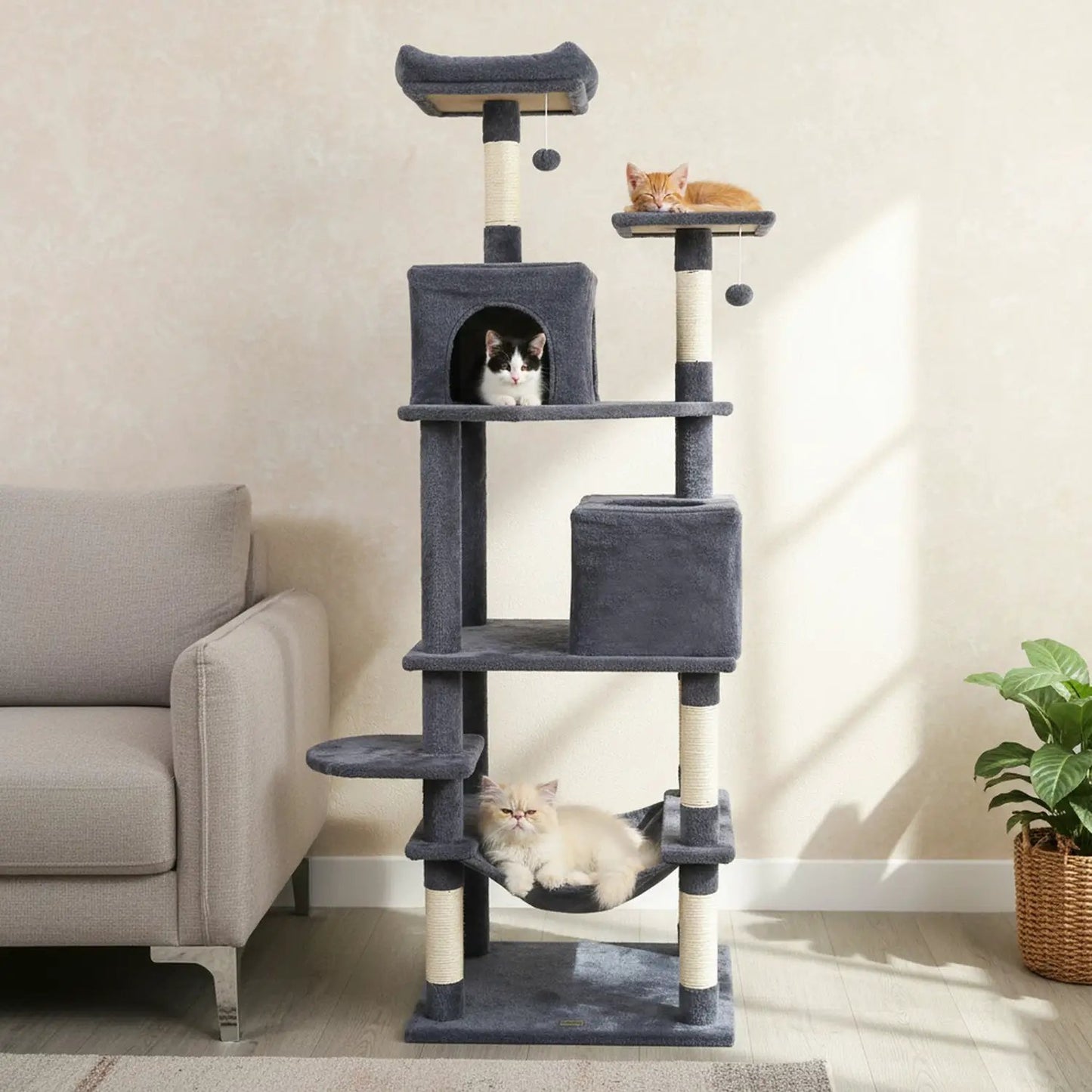 Multi Level Cat Tree with Upholstered Perch