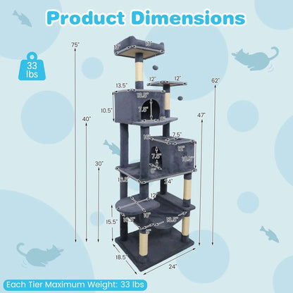 Multi Level Cat Tree with Upholstered Perch