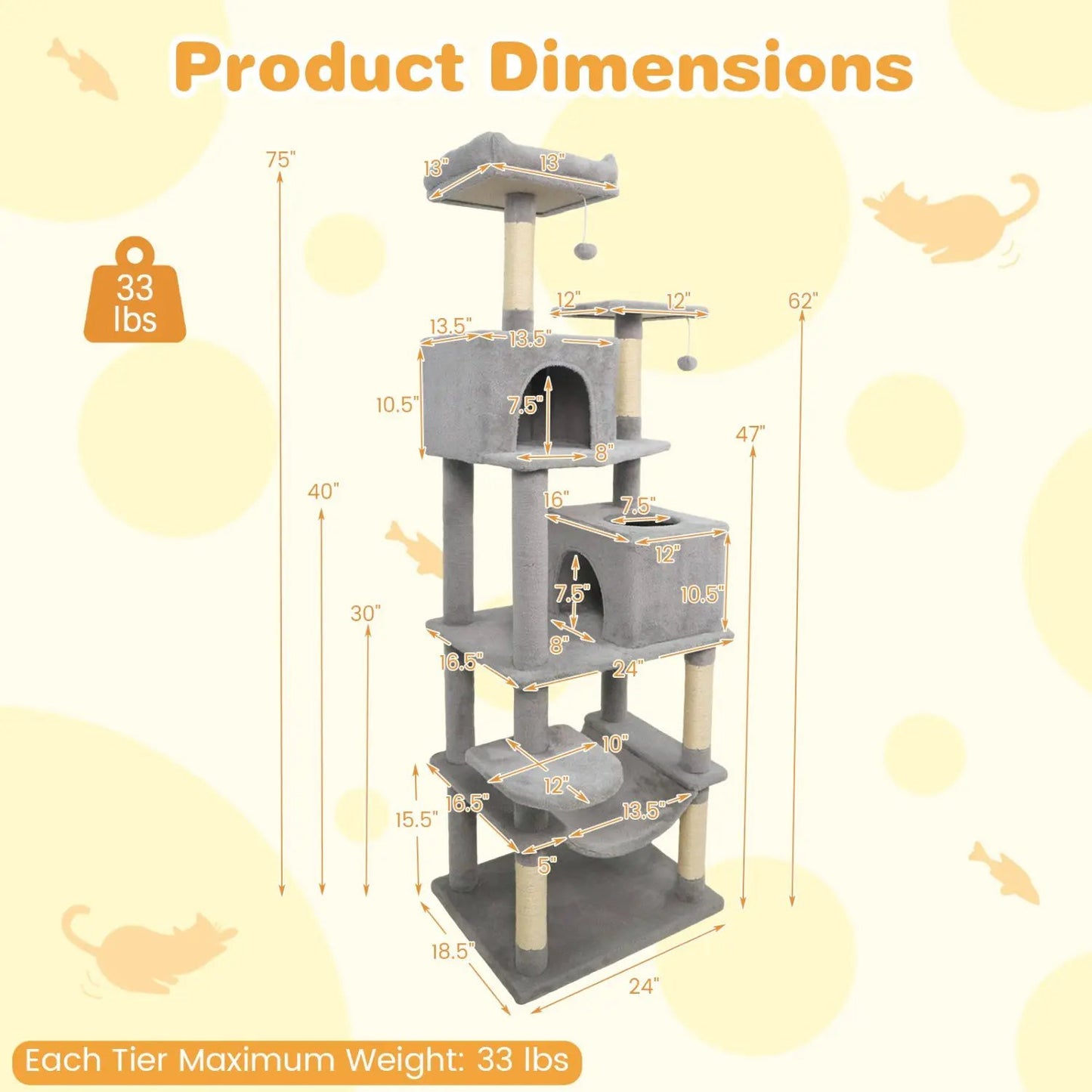 Multi Level Cat Tree with Upholstered Perch