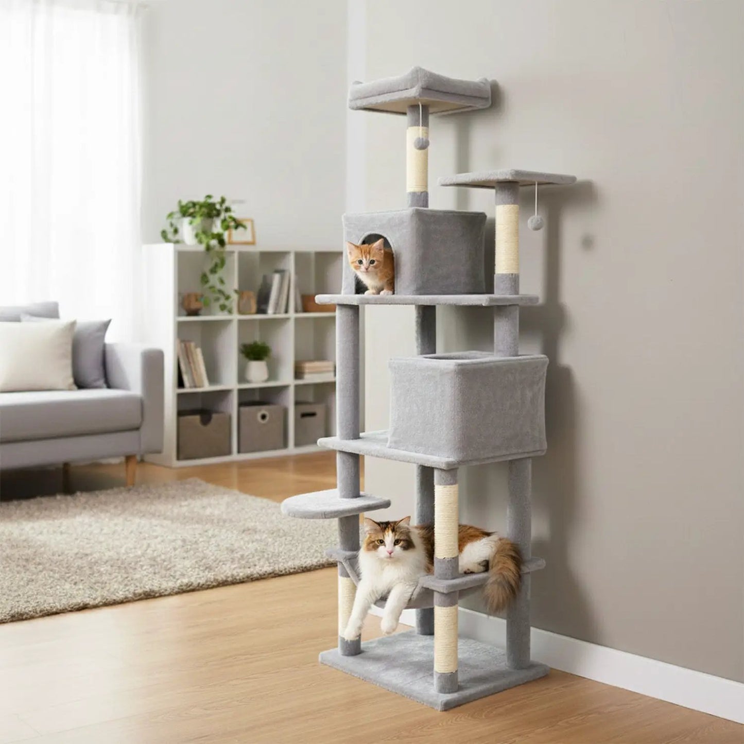 Multi Level Cat Tree with Upholstered Perch