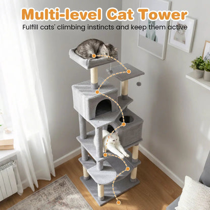 Multi Level Cat Tree with Upholstered Perch