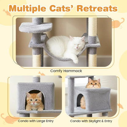 Multi Level Cat Tree with Upholstered Perch