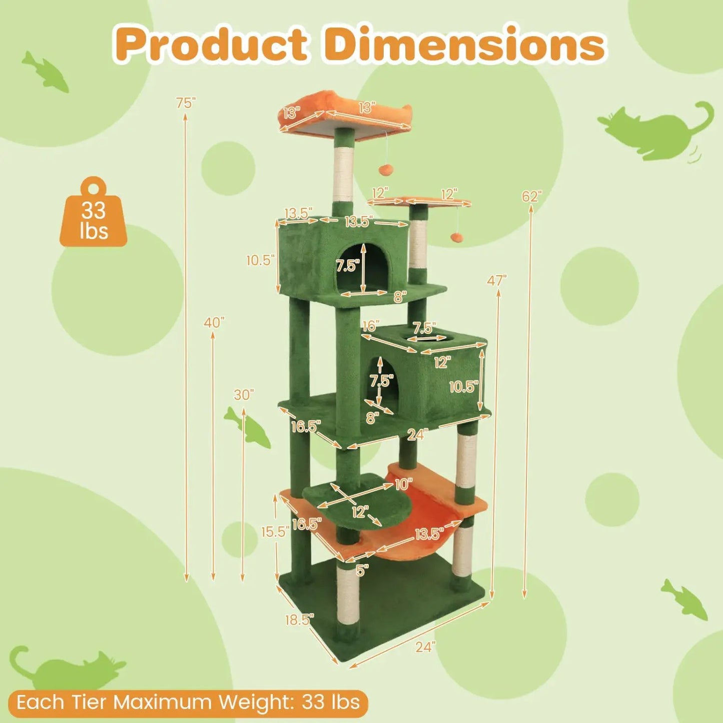 Multi Level Cat Tree with Upholstered Perch