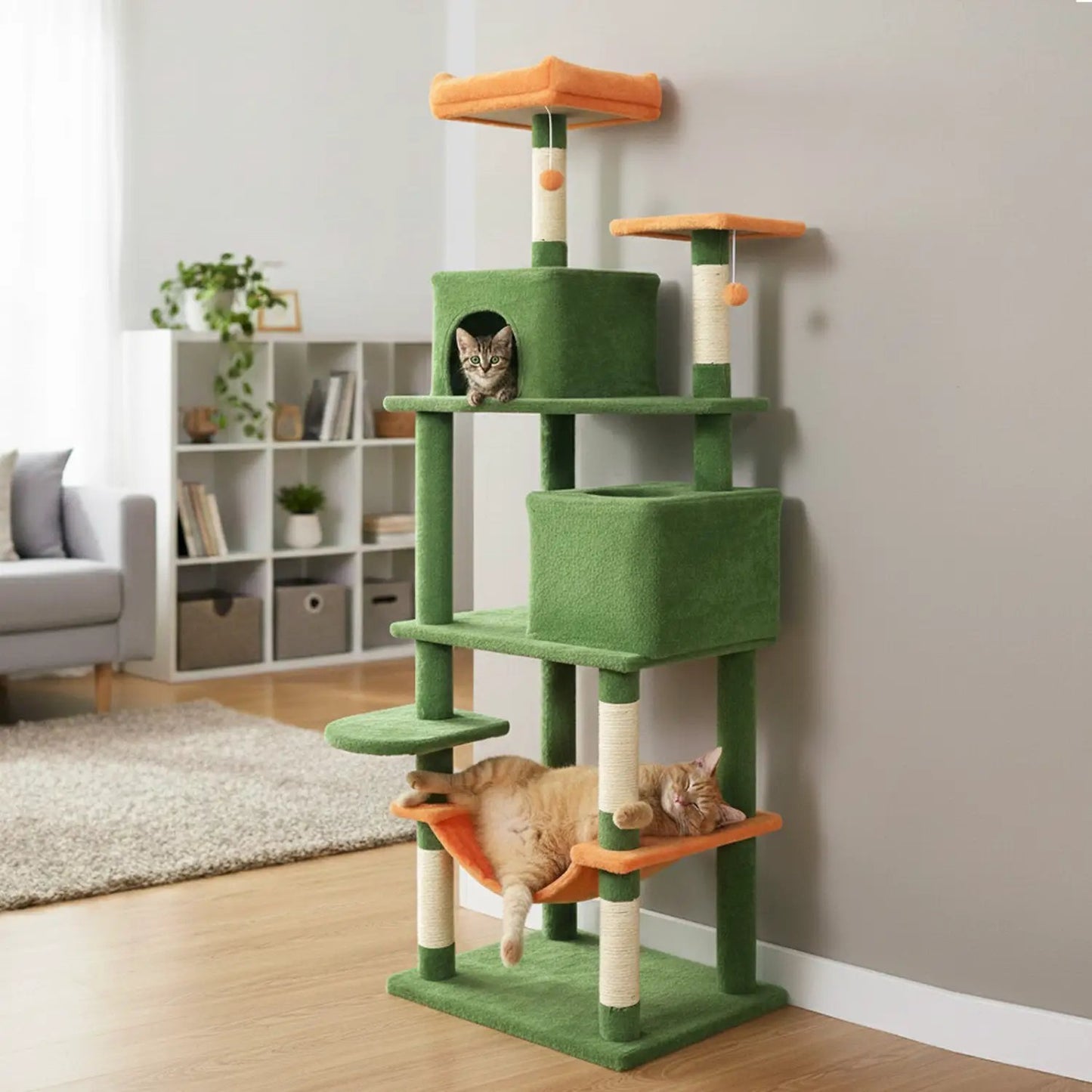 Multi Level Cat Tree with Upholstered Perch