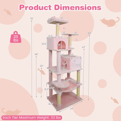 Multi Level Cat Tree with Upholstered Perch