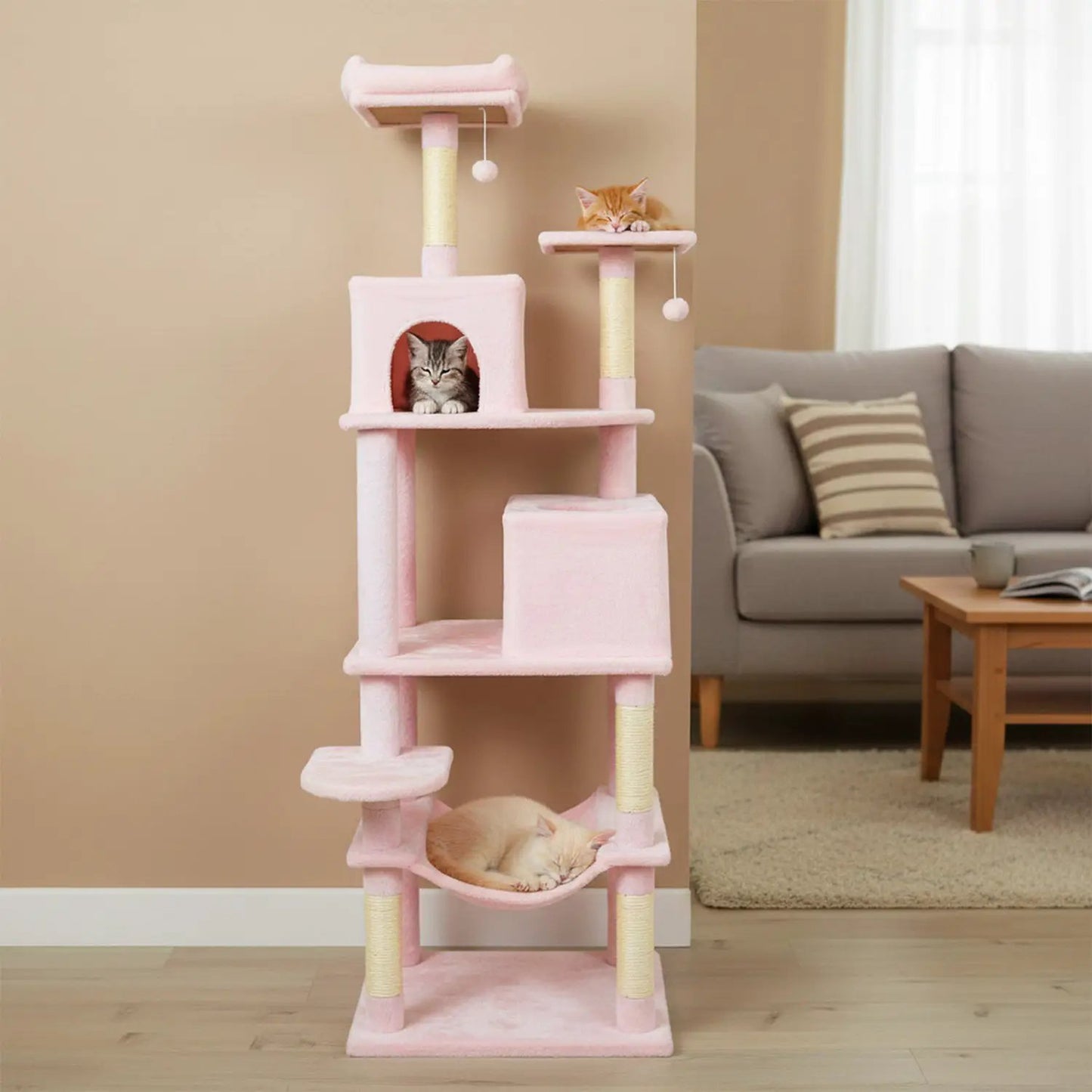 Multi Level Cat Tree with Upholstered Perch