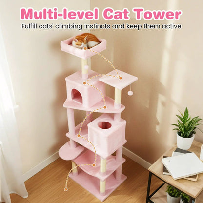 Multi Level Cat Tree with Upholstered Perch