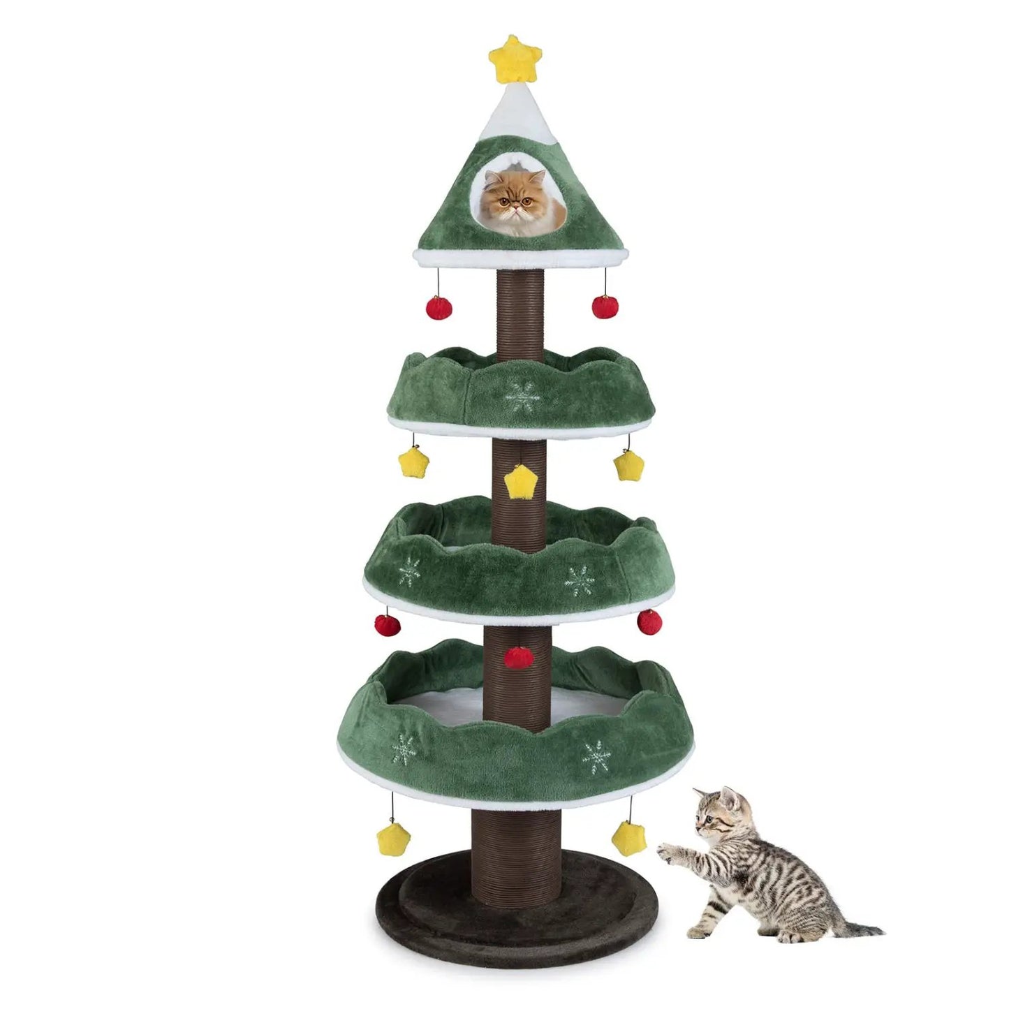 Christmas Cat Tree With 3 Platforms and Top Perch