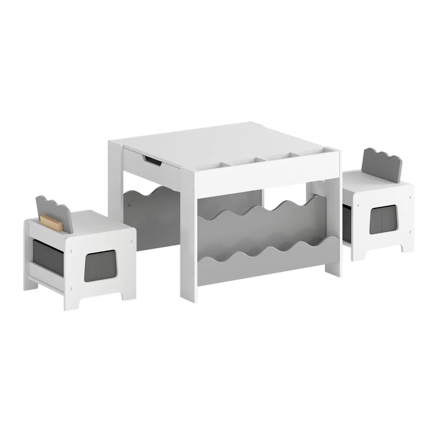 Kids Table and Chairs Set with Double-Sided Top