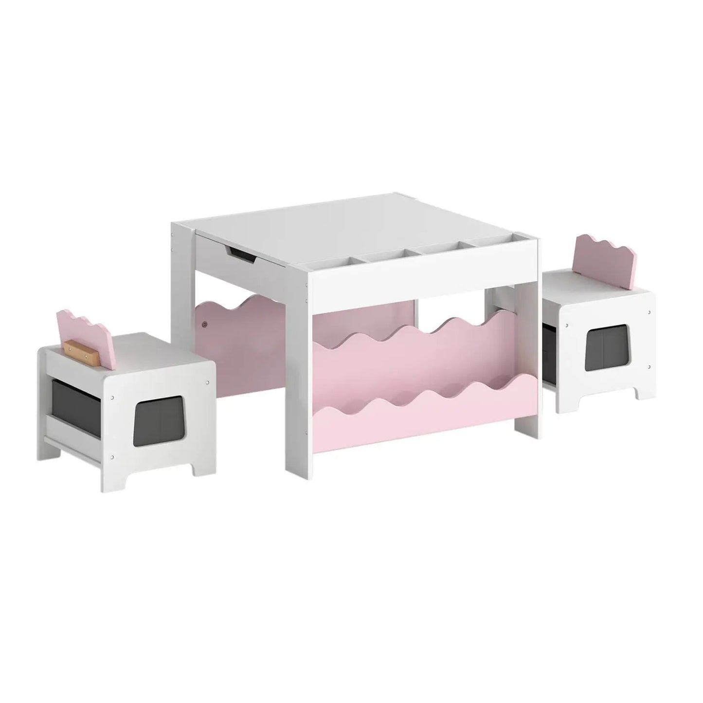 Kids Table and Chairs Set with Double-Sided Top