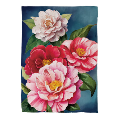 Multicolor Camellias Suede House Flag - Tampa Home & Garden Store