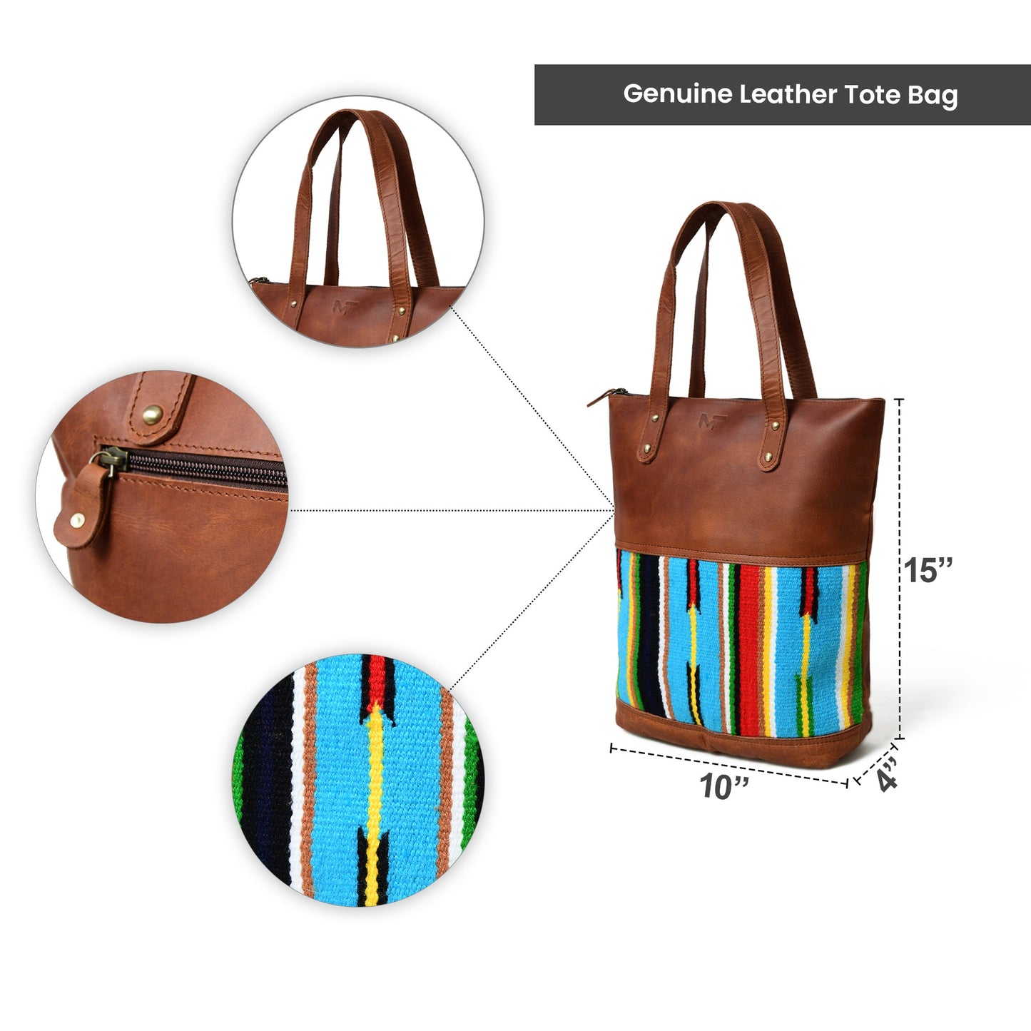 Multicoloured Leather Tote Bag - Tampa Home & Garden Store