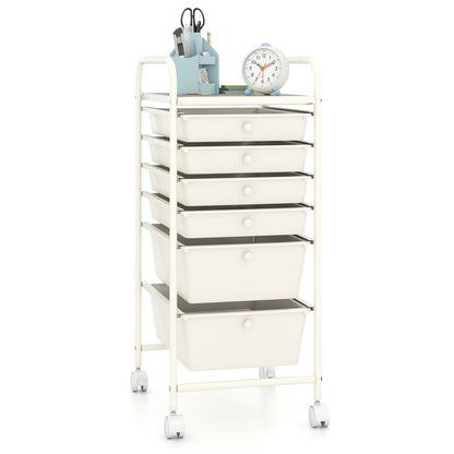 6 Drawers Rolling Storage Cart Organizer-Black