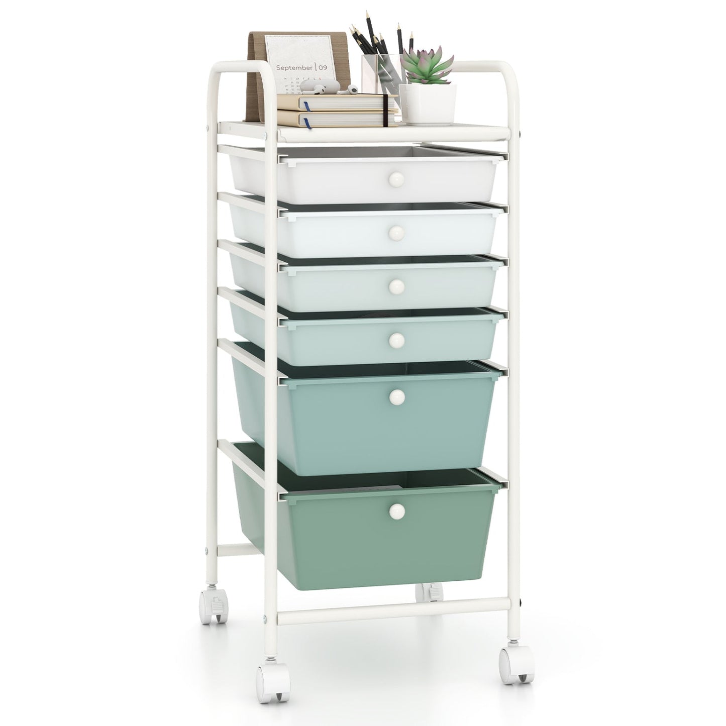 6 Drawers Rolling Storage Cart Organizer-Black
