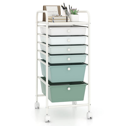 6 Drawers Rolling Storage Cart Organizer-Black