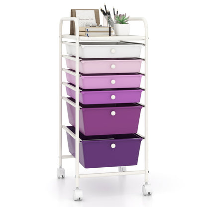 6 Drawers Rolling Storage Cart Organizer-Black