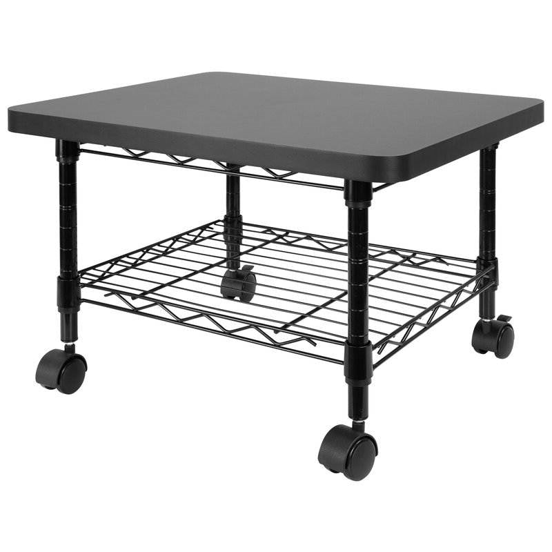 Multipurpose Black Metal 2-Tier Mobile Under Desk Printer Stand Cart w/ Casters - Tampa Home & Garden Store